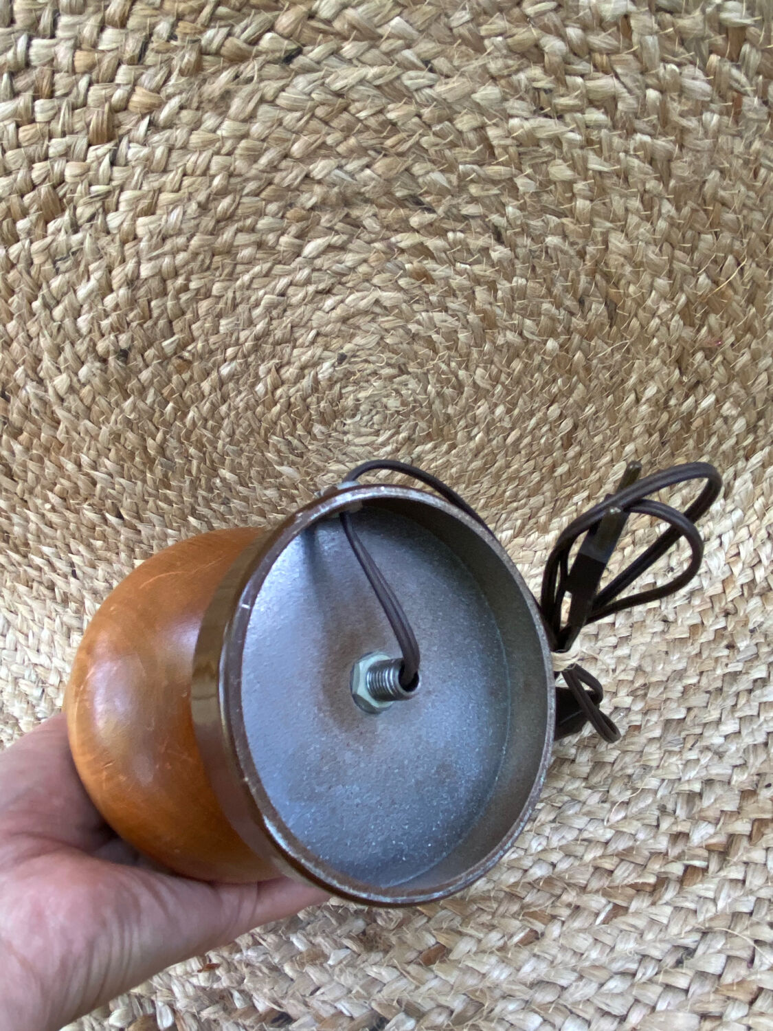 Lamp foot in wood and metal, 70s