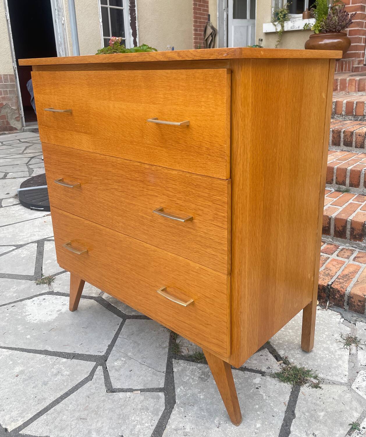 Vintage chest of drawers with compass feet