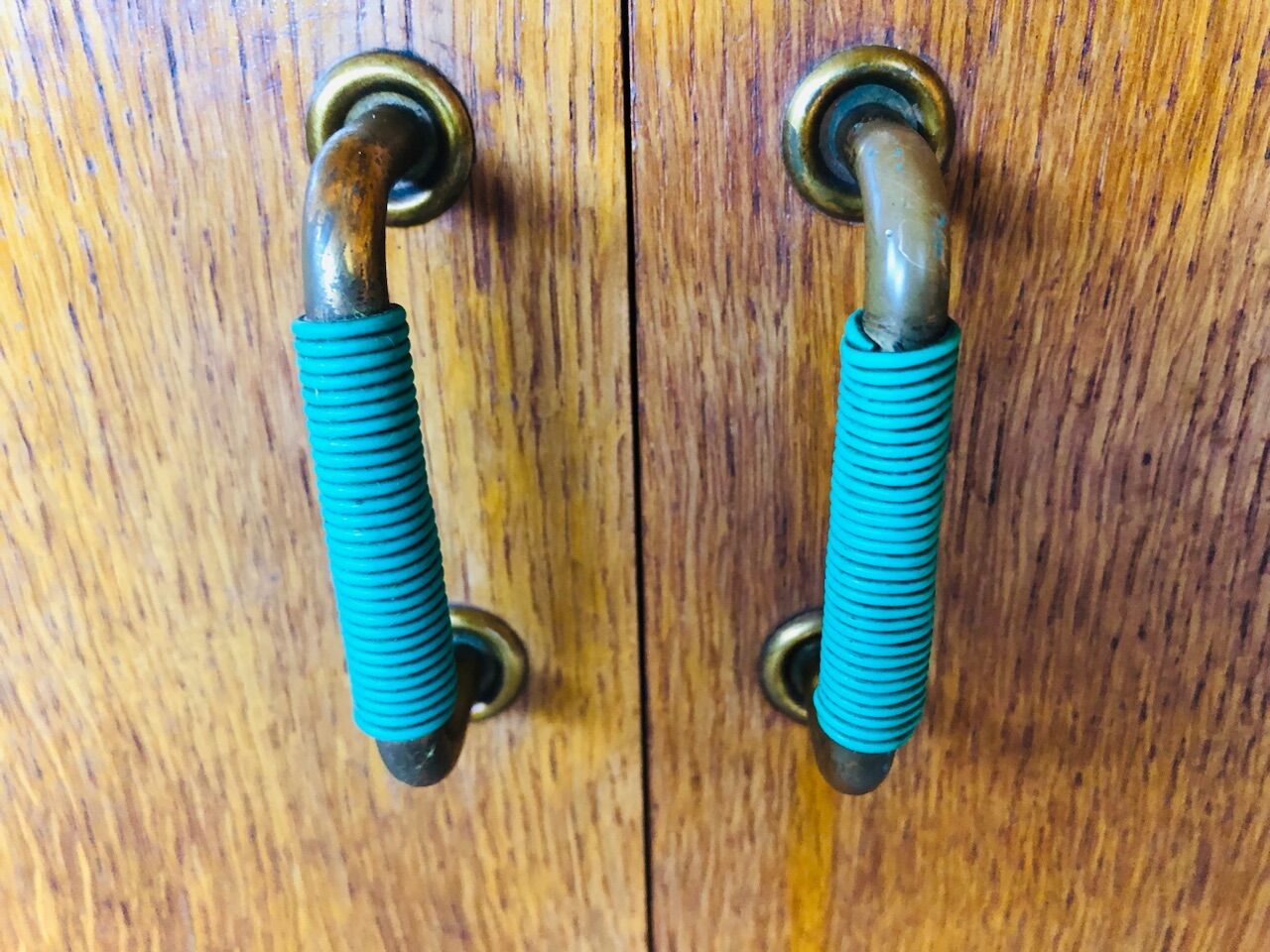 Vintage oak wall storage unit circa 50s