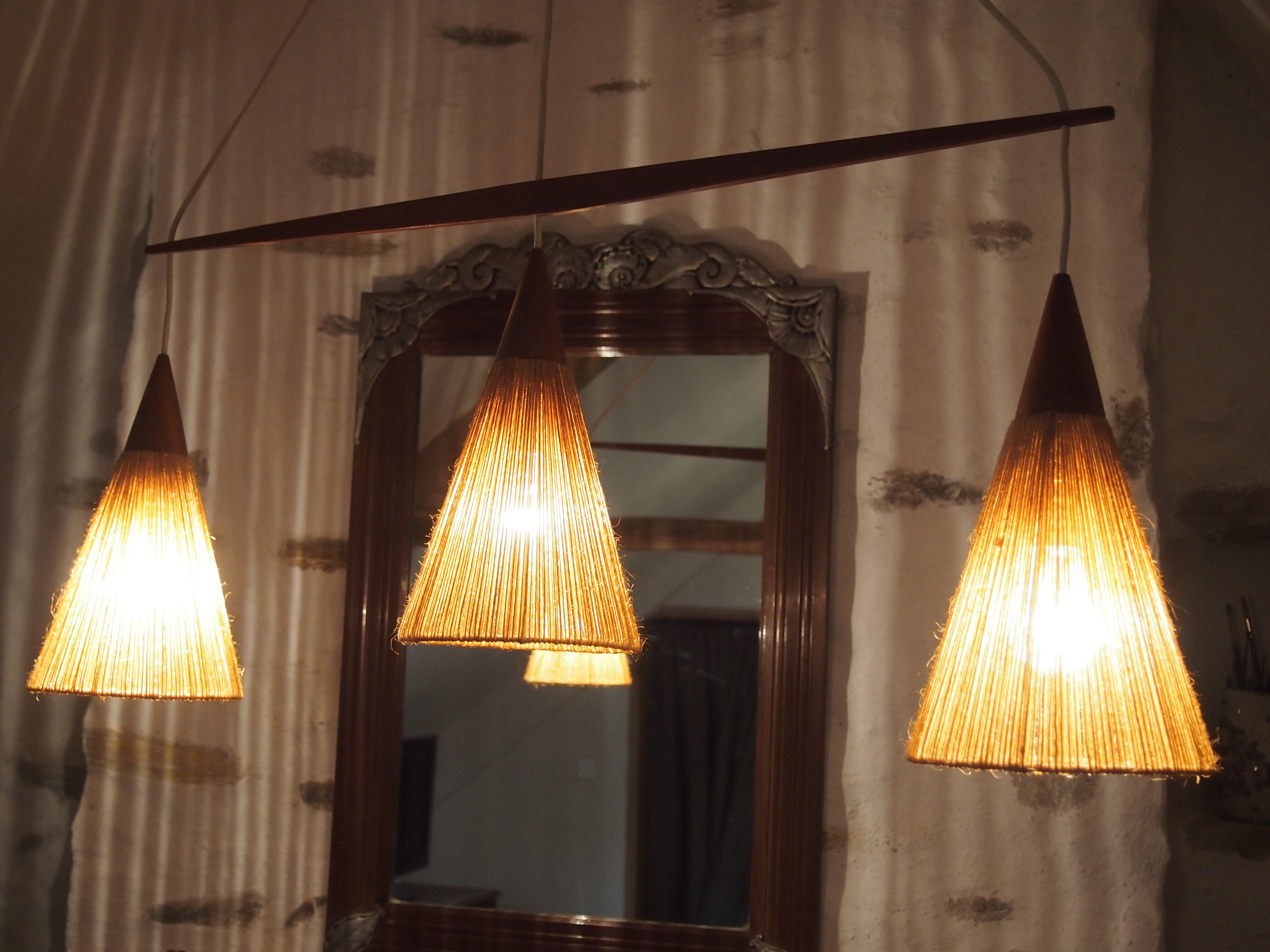 Retro wood suspension and cone/vintage rope