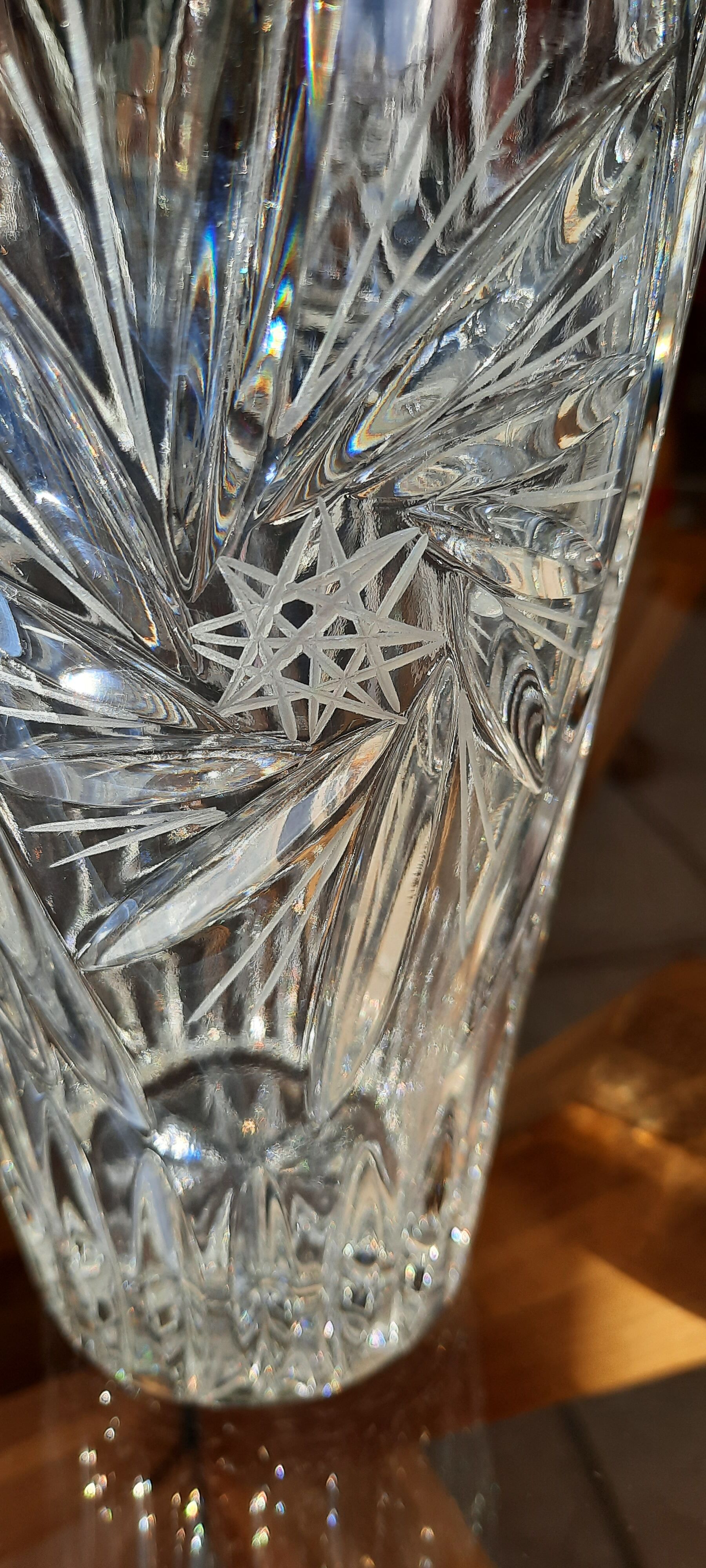 Vintage hand-cut Bohemian crystal vase