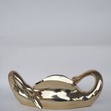 Vase cygnes en laiton