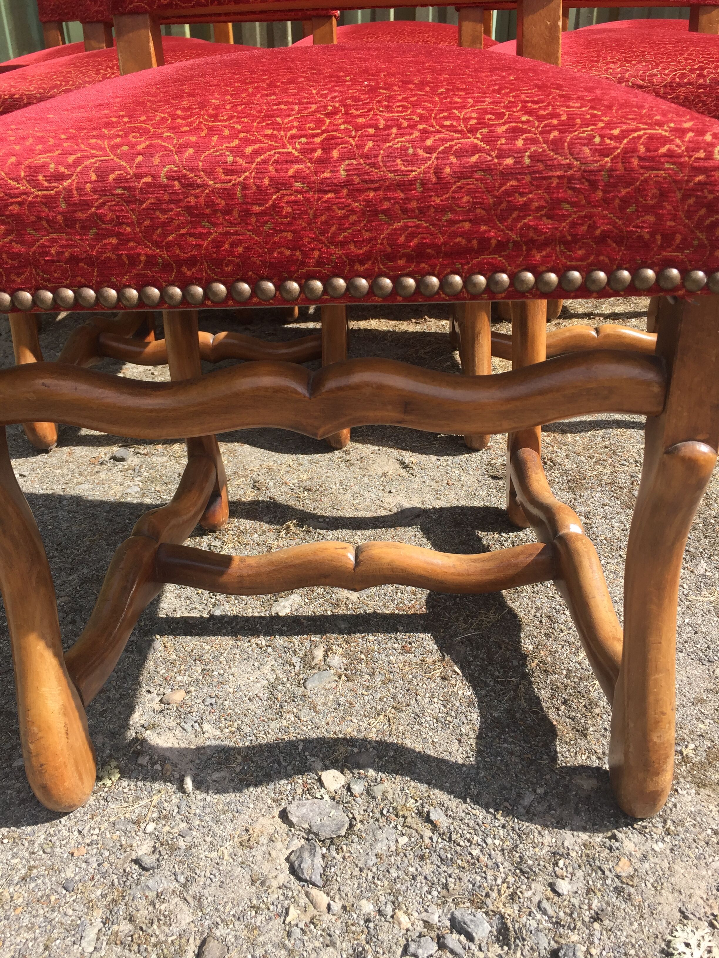 Vintage Louis XIII style chairs sheep bones in beech and velvet.