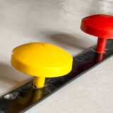 Vintage metal coat rack with colourful plastic hooks, 1960s.