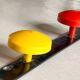 Vintage metal coat rack with colourful plastic hooks, 1960s.