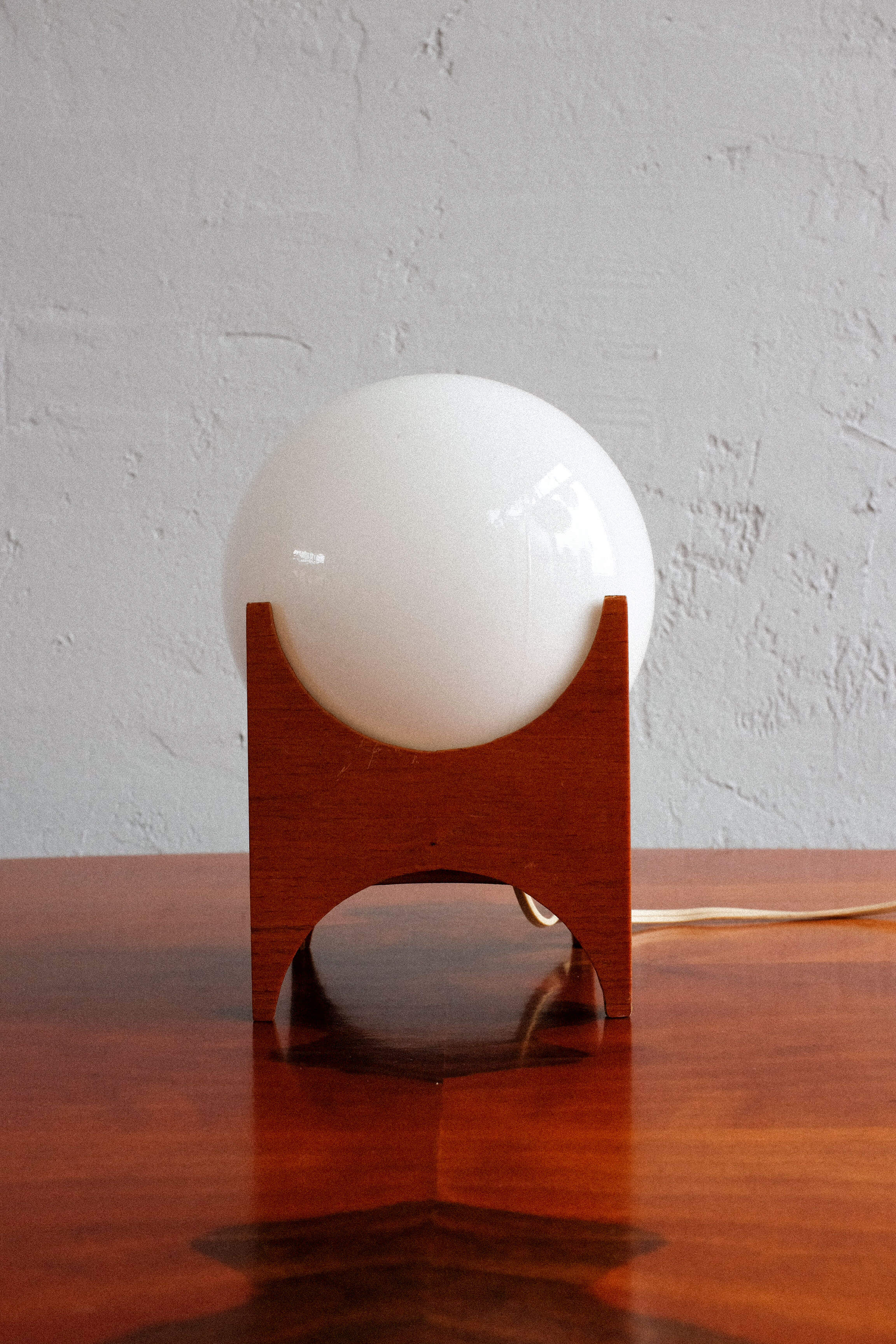 Glass & wood table lamp, Czechoslovakia, 1960s