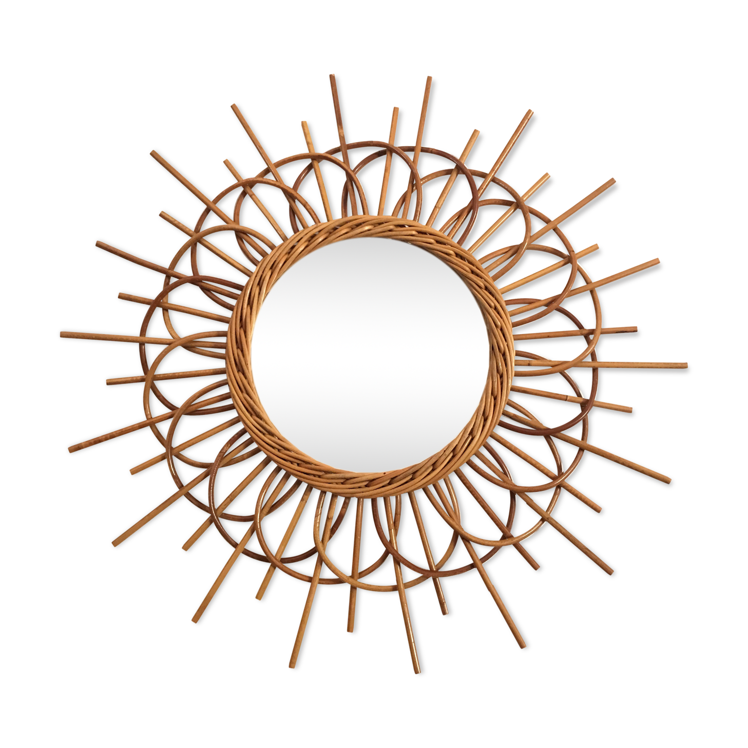 Rattan sun shape mirror 56x21cm