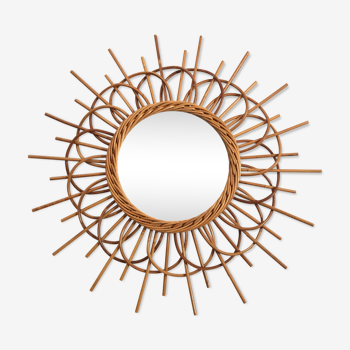 Rattan sun shape mirror 56x21cm