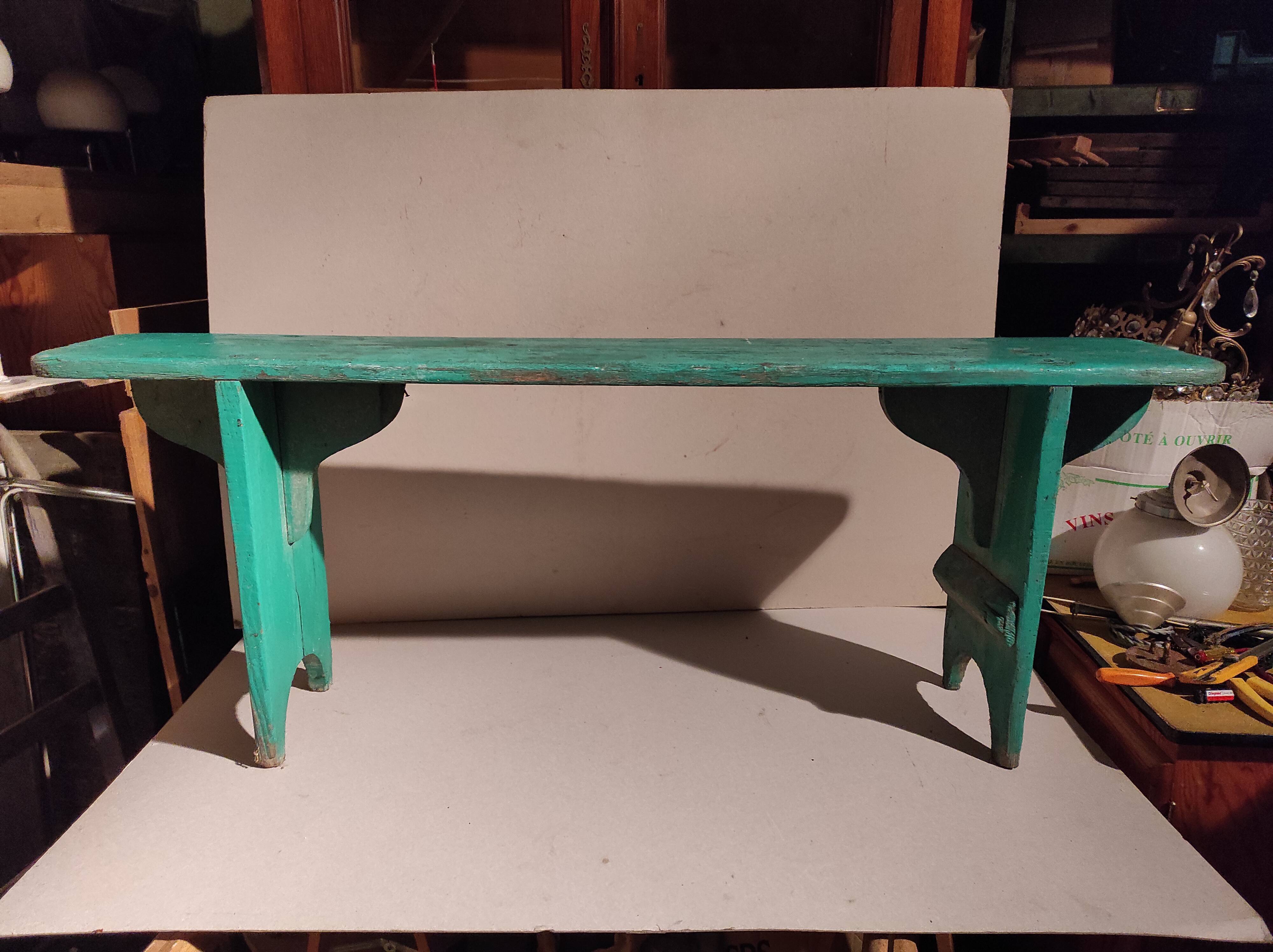 Green patinated farm tree wooden bench