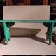 Green patinated farm tree wooden bench