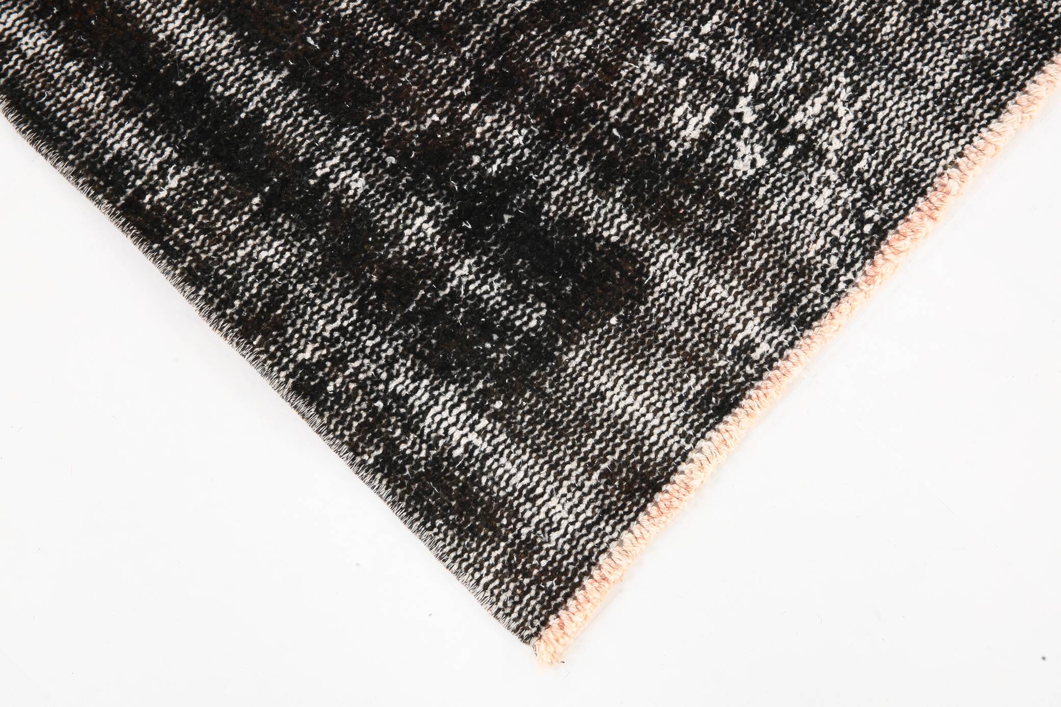 3x9 Shabby Chic Black Gray Turkish Runner Rug, 90x277Cm