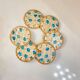 Mid Century Modern Vintage Set of 6 Rattan Coasters with a Pearl Finish