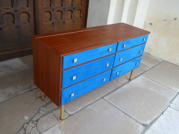 commode/coiffeuse en teck & suédine, 1950