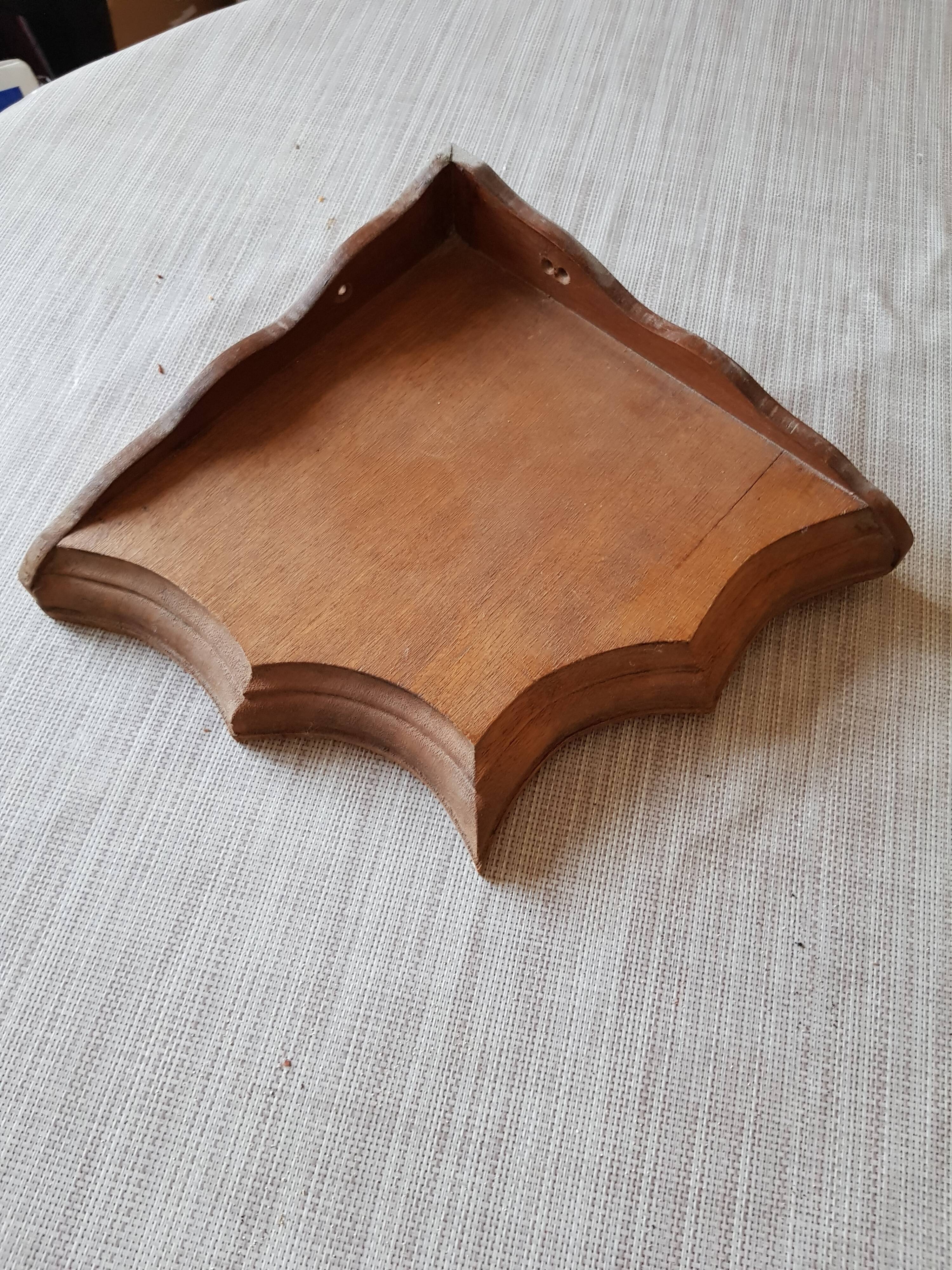 Wooden wall corner shelf