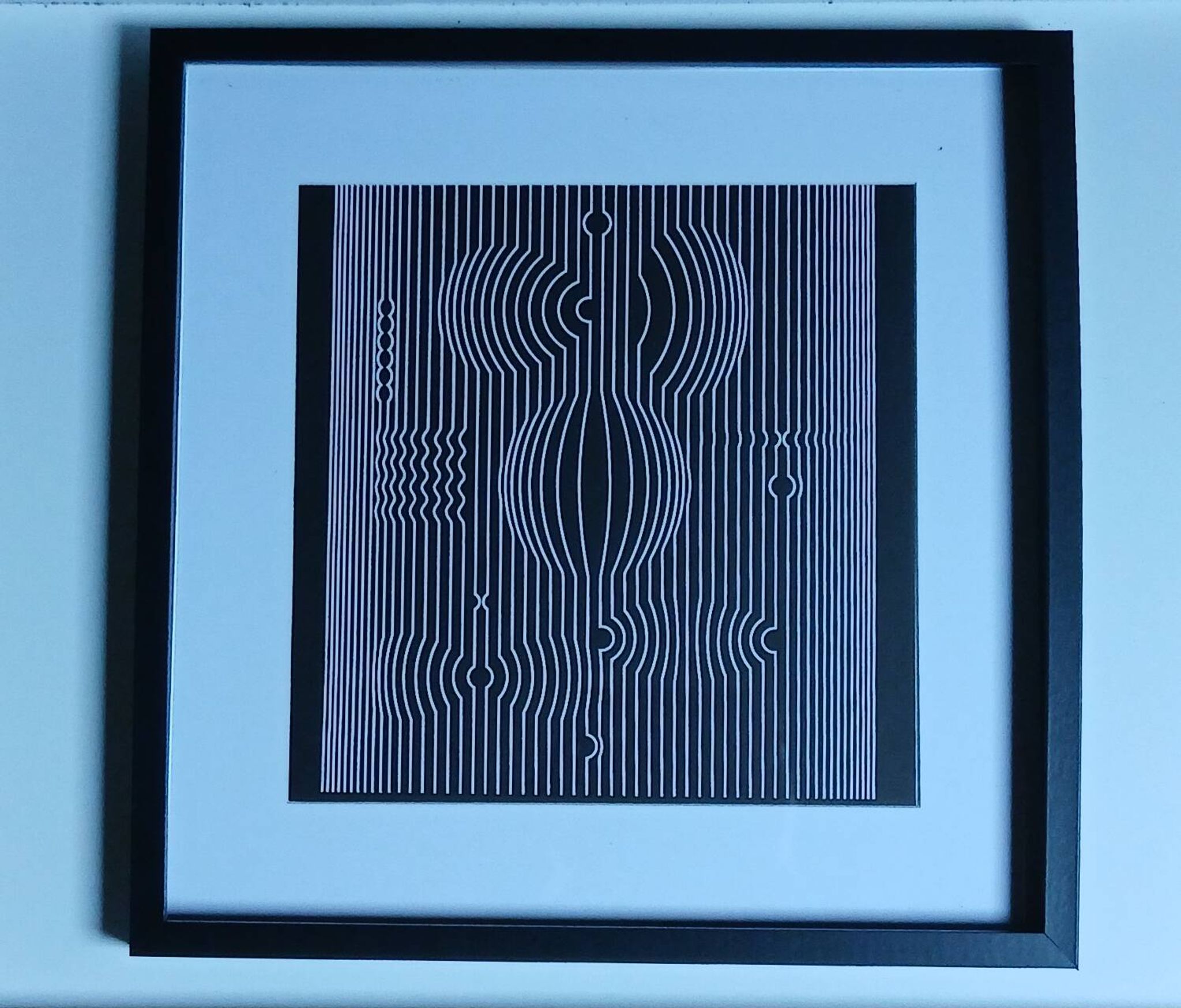 Tableau Vintage Art Optique – Linear Composition B&W – Frame 40x40cm