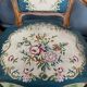 Pair of hand-embroidered armchairs. Walnut.