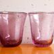 6 purple Biot bubble blown water glasses