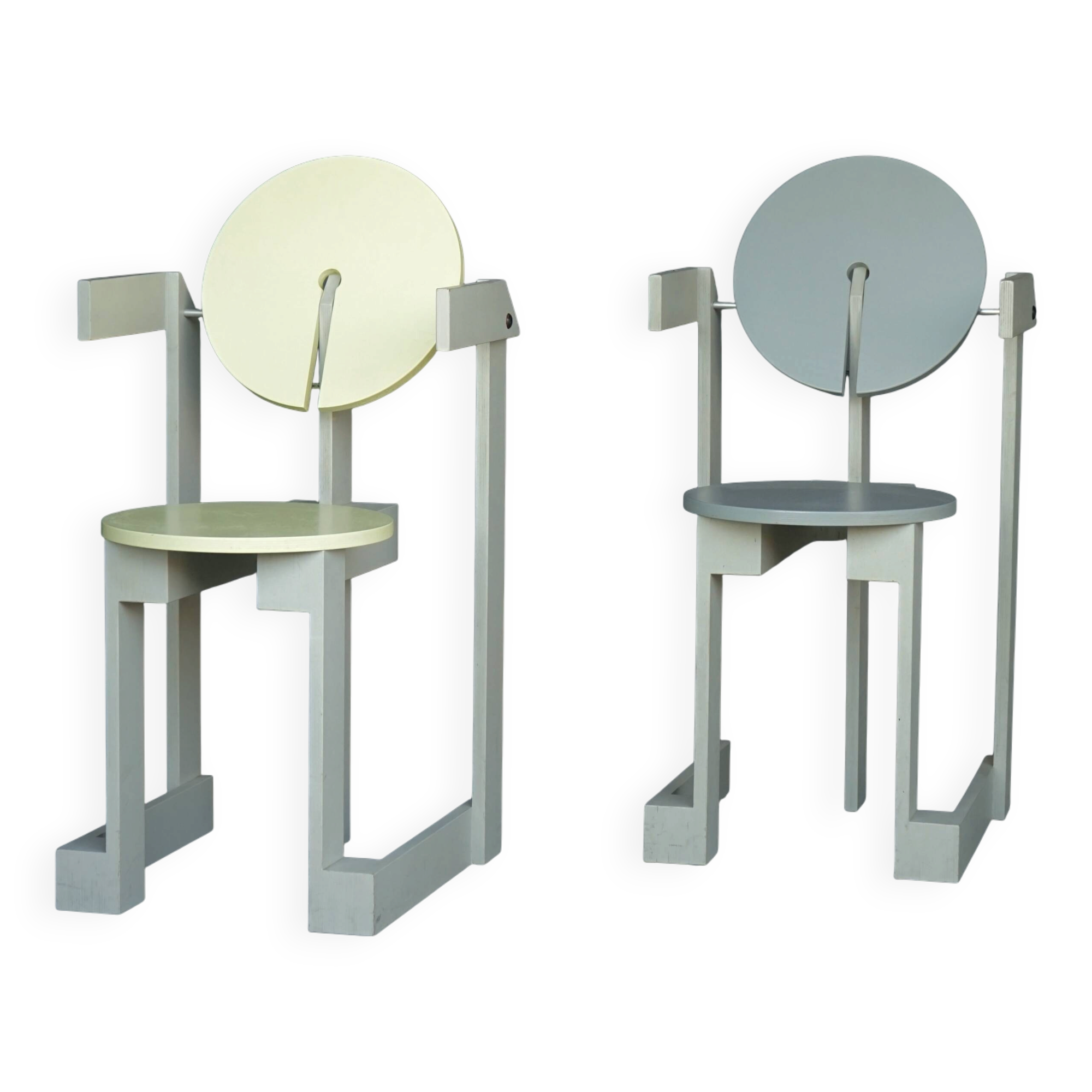 Rare pair of 'Plakhout' Side Chairs by Henk Lampe. 1979