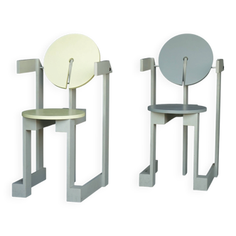 Rare pair of 'Plakhout' Side Chairs by Henk Lampe. 1979