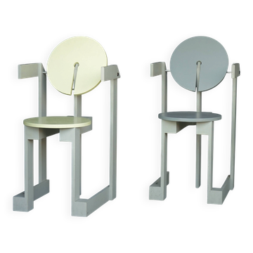 Rare pair of 'Plakhout' Side Chairs by Henk Lampe. 1979