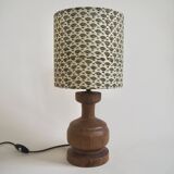 Wooden lamp with fabric shade