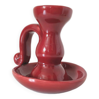 Red Art Deco ceramic candle holder