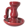 Bougeoir rouge en céramique Art déco