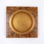 Large square brass and epoxy trinket tray with seed inclusions