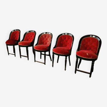 Set of five antique theater chairs