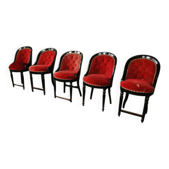 Set of five antique theater chairs