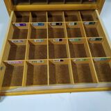 Old haberdashery cabinet drawer display Gutermann wood sewing