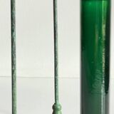 Bougeoirs en verre et métal vert