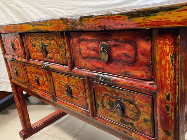 Console chinoise époque XIX siecle ormeau massif laque de chine