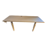 Vintage console in weathered white wood – Chic country style, tapered legs.