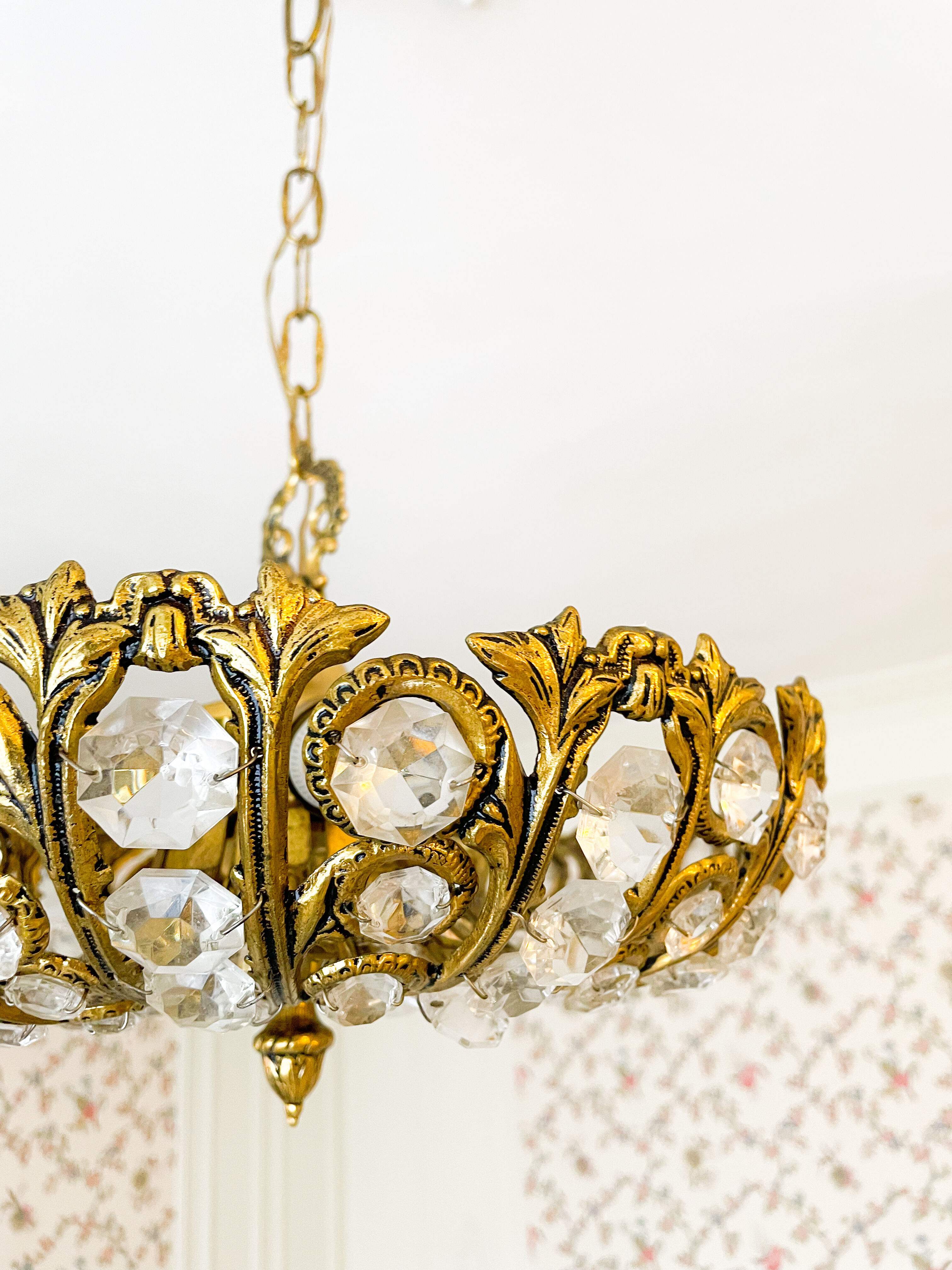 Vintage Palwa suspension in solid brass and crystal.