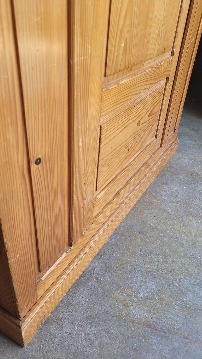 Parisian wardrobe in vintage pine old manufacture 1950