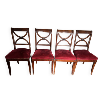 Set of 4 wooden chairs with openwork backs - Attributed to Jean Joseph Chapui