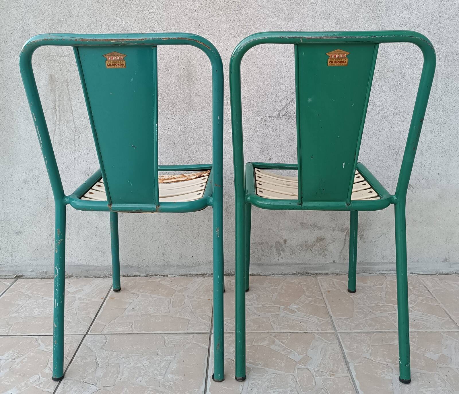 Pair of bistro Tolix chairs