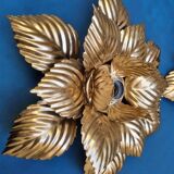 Pair of Masca flower wall lights in gold metal