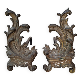 Rocaille style bronze andirons