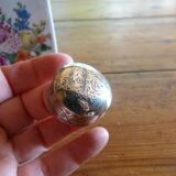 Floral porcelain bathroom bottle with engraved silver cap