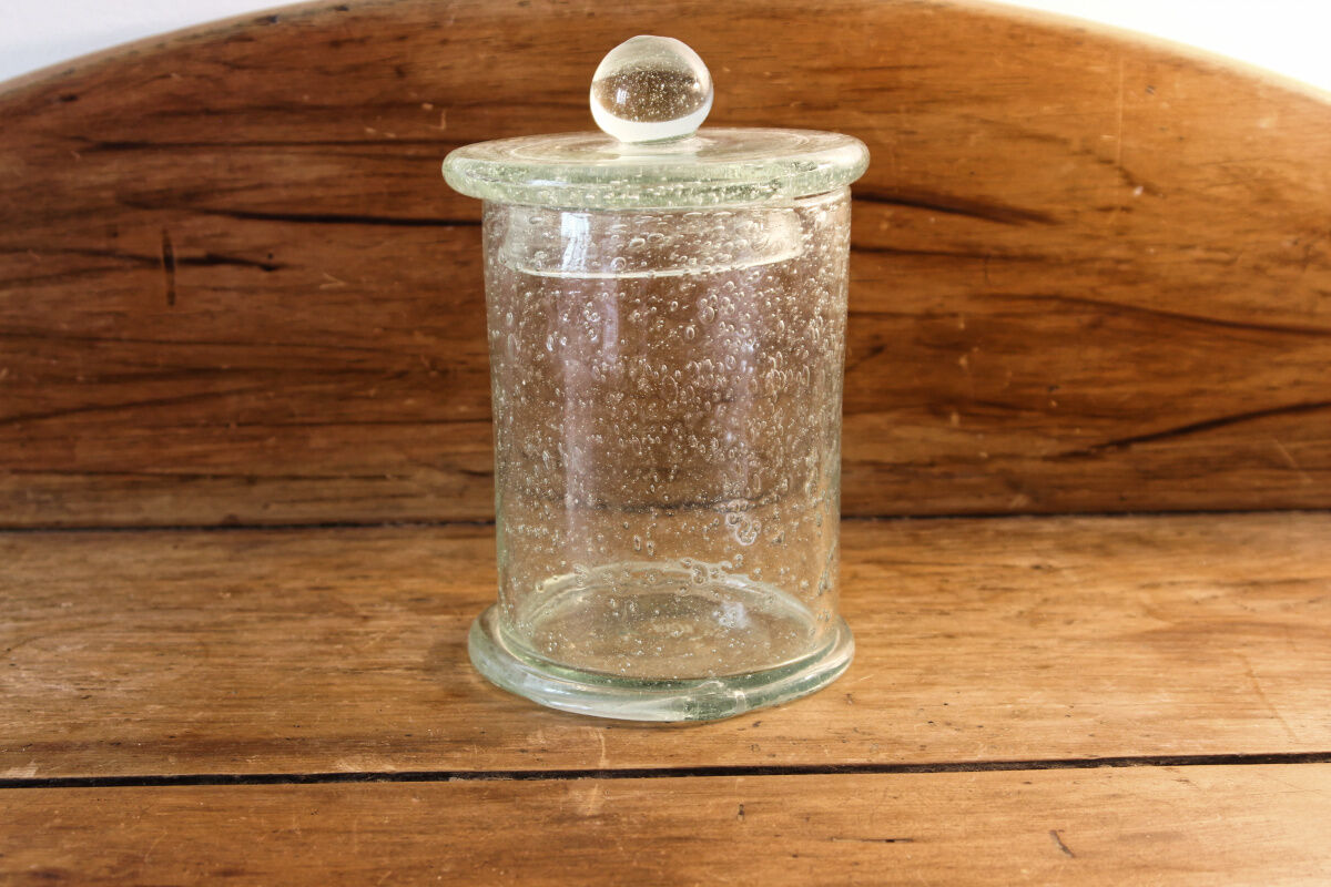 Bubbled glass jar, Biot