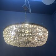 1960s Italian Crystal & Brass Chandelier – 6 Lights