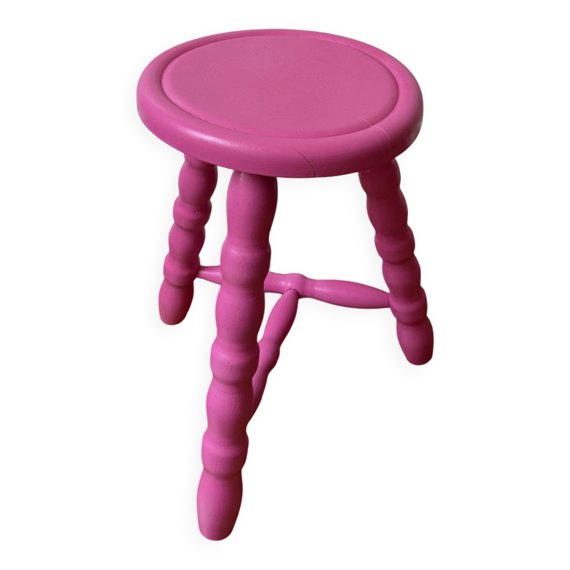Wooden tripod stool - candy pink