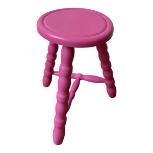 Tabouret tripode en bois - rose
