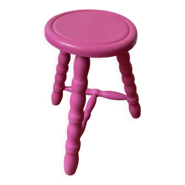 Wooden tripod stool - candy pink