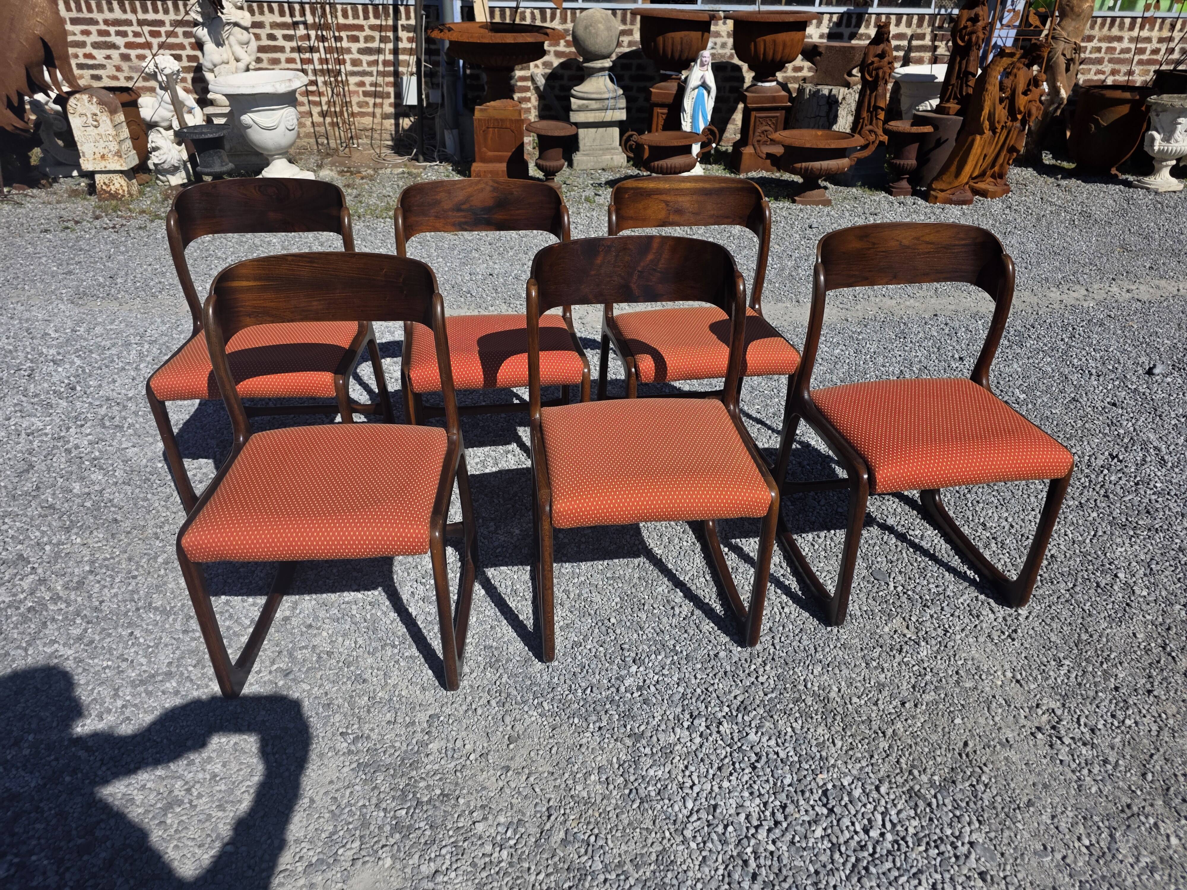 6 Baumann sled chairs in rosewood from the 1960s.