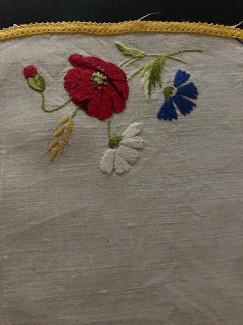 Antique handmade embroidered placemat 52x35cm