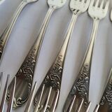 12 large silver-plated metal table forks by Guildart