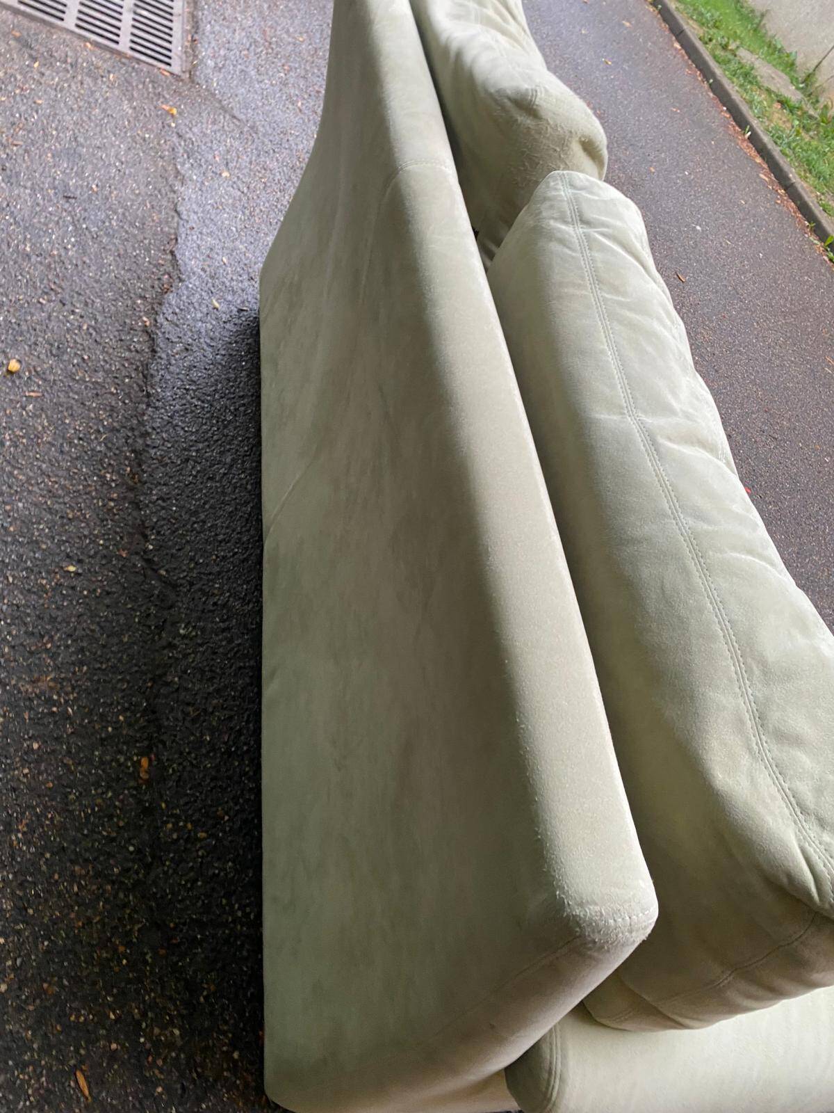 High-end 2-seater sofa duvivier beige nubuck velvet 155cm